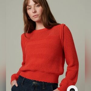 JOES JEANS Sweater Elyse Crochet Valiant Poppy Red New NWT